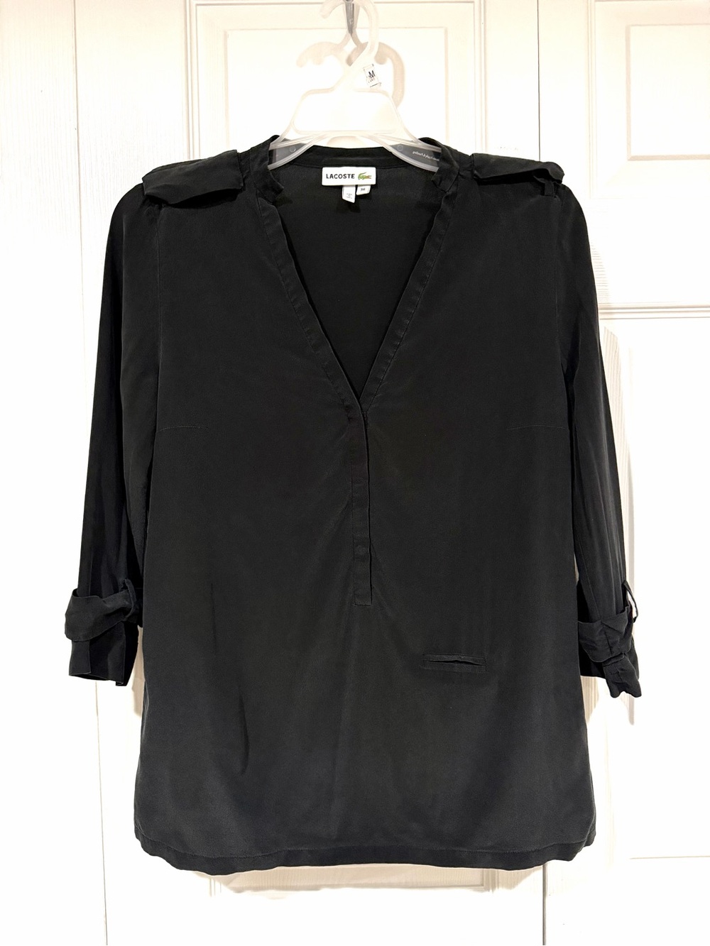 Lacoste Black V-Neck Long Sleeve Tunic Top